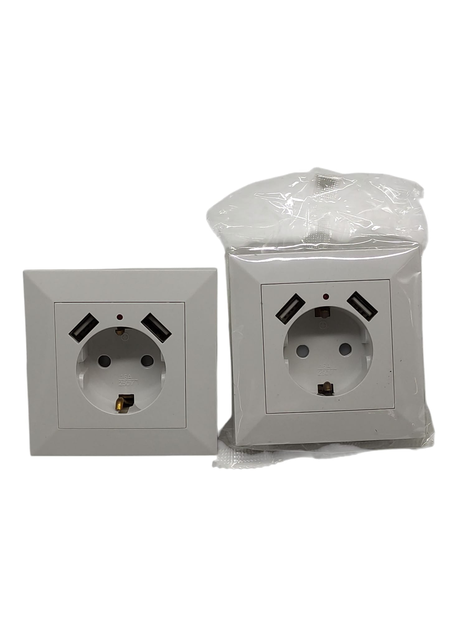 HIT TRENDS USB-Steckdosensystem 55 mm Schutzkontaktsteckdose 2x USB Ports