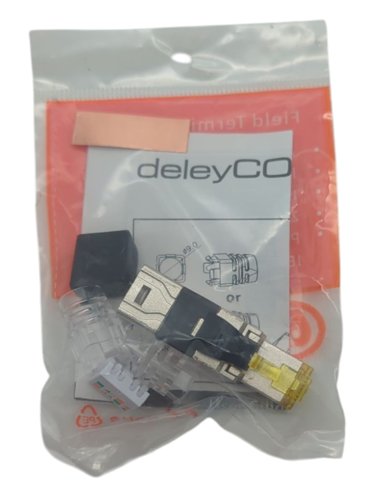 deleyCON CAT 6a RJ45 Netzwerkstecker LAN LSA für Installationskabel 4 Stück
