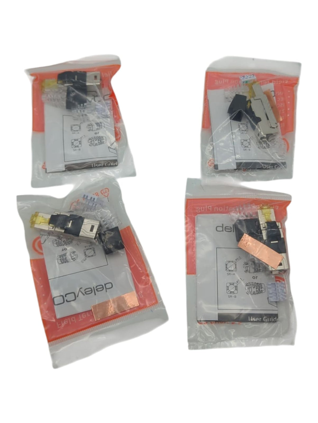 deleyCON CAT 6a RJ45 Netzwerkstecker LAN LSA für Installationskabel 4 Stück