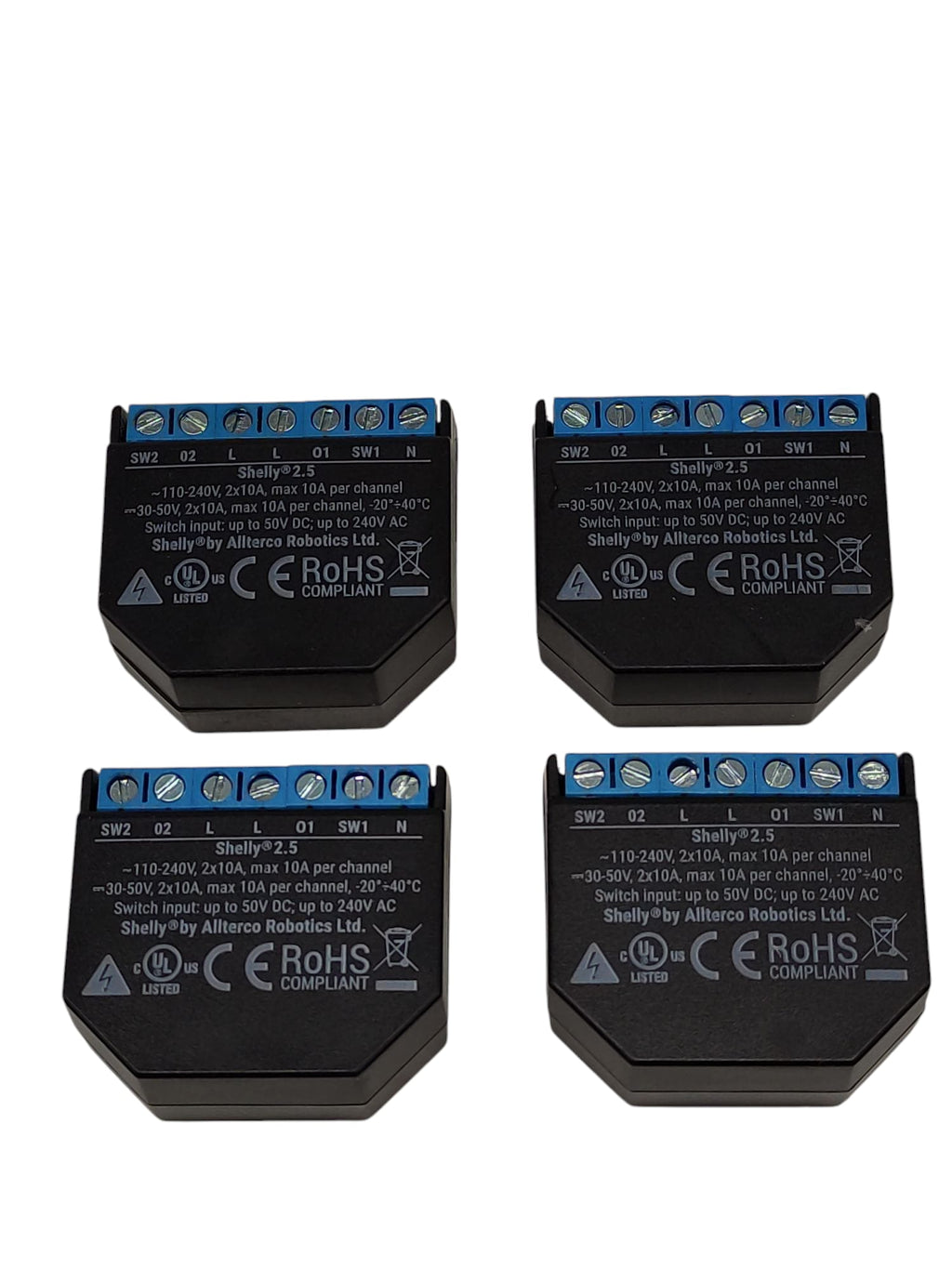 Shelly Plus 2PM WLAN Smart Relais 2 Kanäle Strommessung 4er Pack
