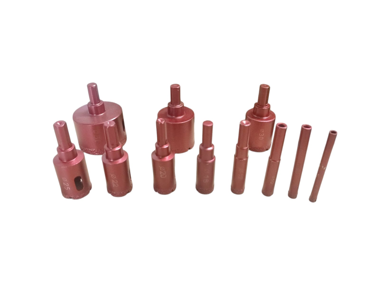 Diamond Drill Bit Set, 11-piece, Brazed, 6–50 mm Diameter