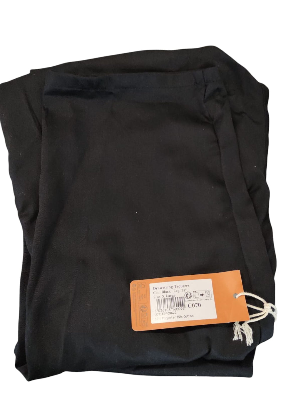 Portwest C070 Arbeitshose Schutzhose Kordelzug Unisex Gr. XL Schwarz