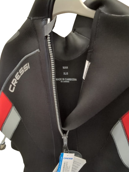 Cressi Castoro Man Monopiece Wetsuit Tauchanzug Neopren 5 mm Schwarz Rot XL5