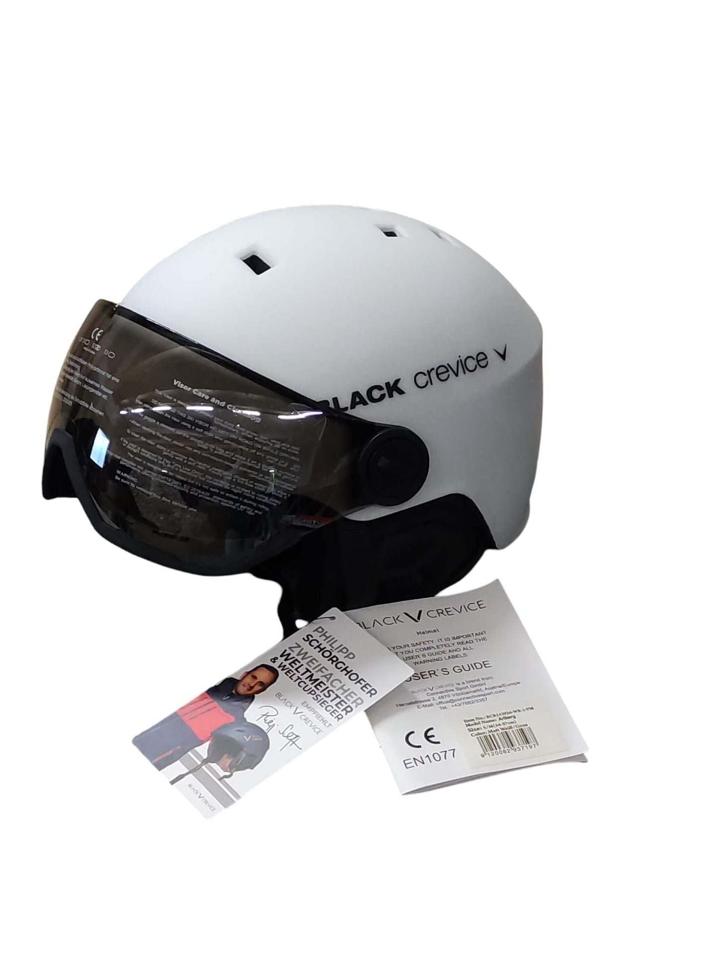 Black Crevice Arlberg Skihelm mit 2 Visieren Mixed Adult Weiß S/M 54-57 cm