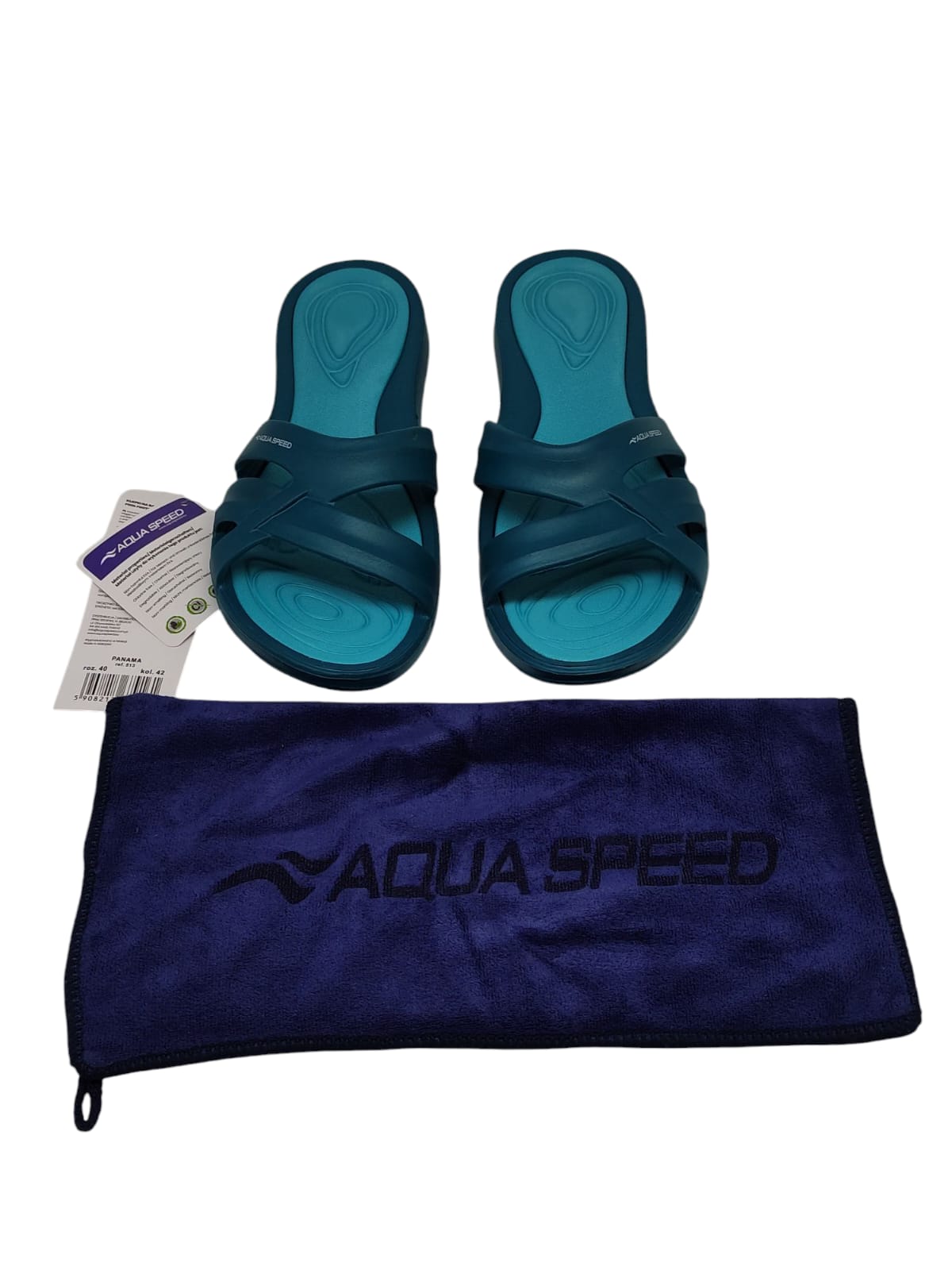 Aqua Speed Set Duschsandalen Damen + Mikrofasertuch Duschschuhe Gr. 40