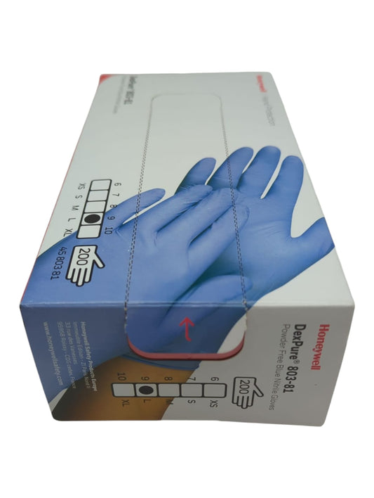 Honeywell 200 Stück DexPure 803-81 Einmalhandschuhe  Latexfreie Nitril Blau 09/L