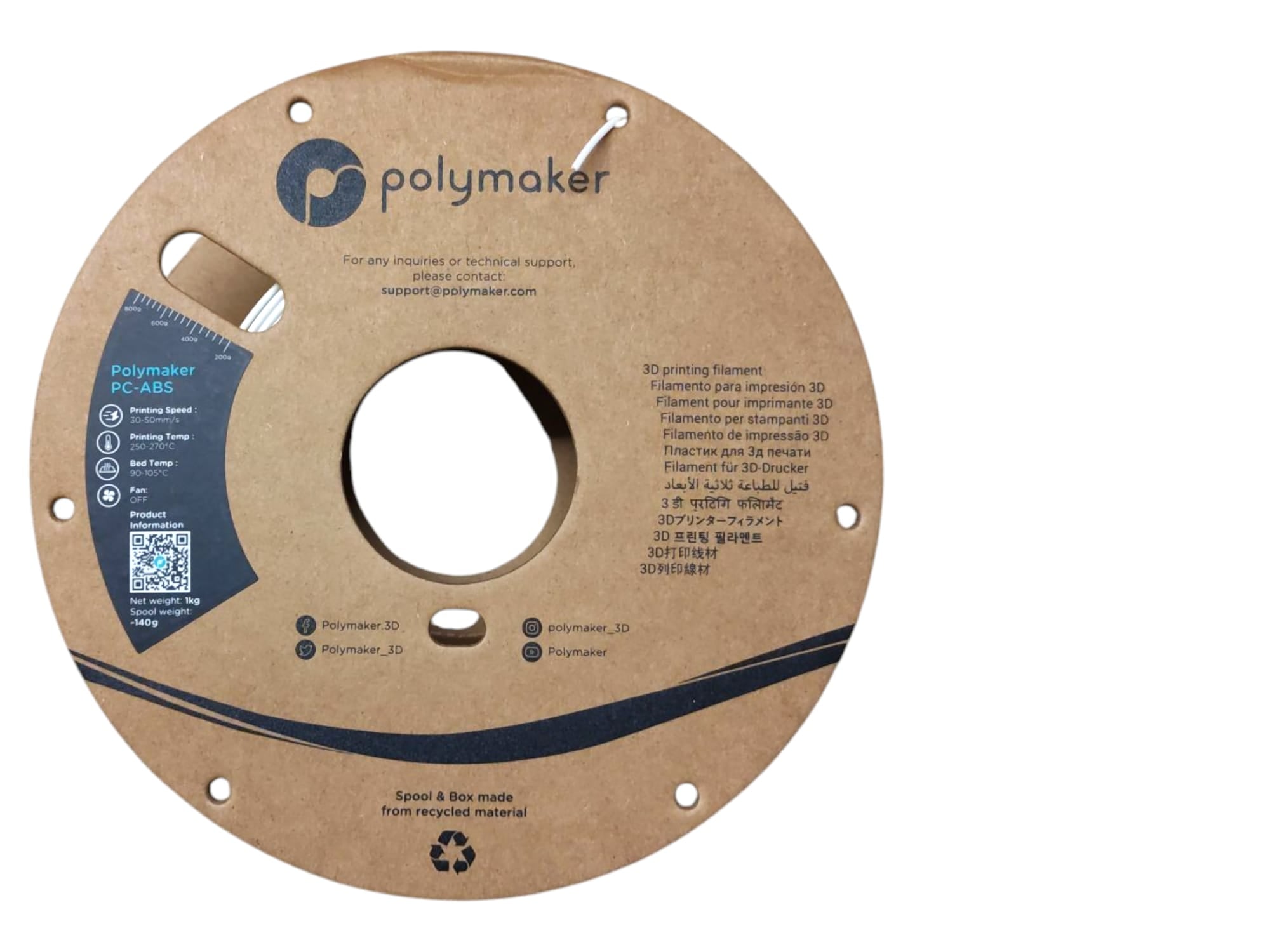 Polymaker PC-ABS White - 1.75mm approx. 200g