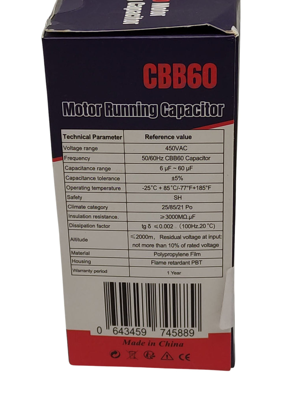 BEEYUIHF CBB60 Motor Capacitor 12uF 450VAC 40x77 mm