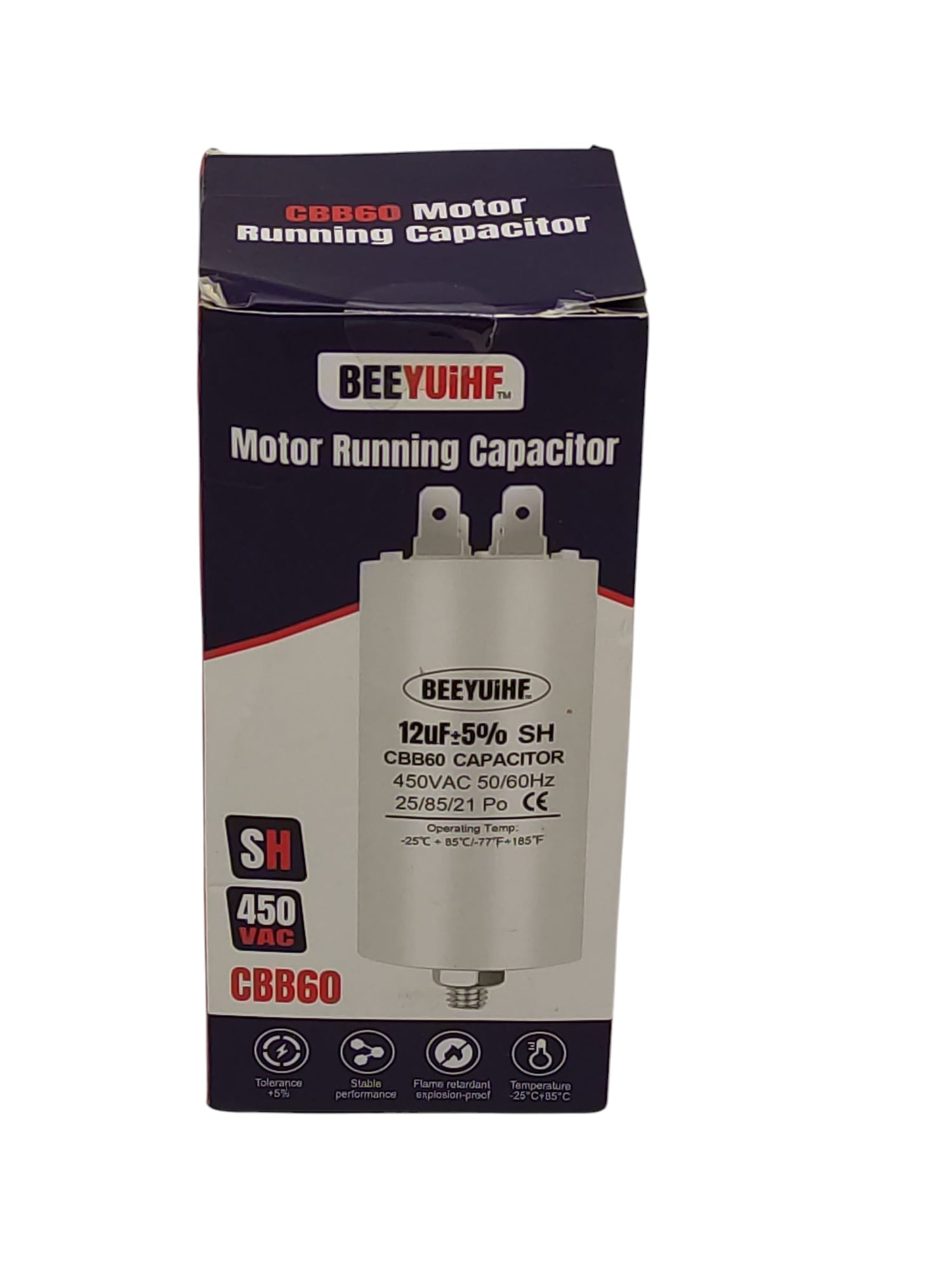 BEEYUIHF CBB60 Motor Capacitor 12uF 450VAC 40x77 mm