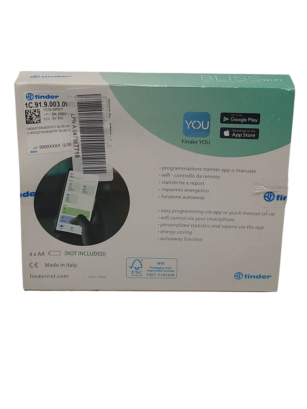 Finder 1C9190030W07 Digitaler Chronothermostat Raumthermostat Weiß Matt