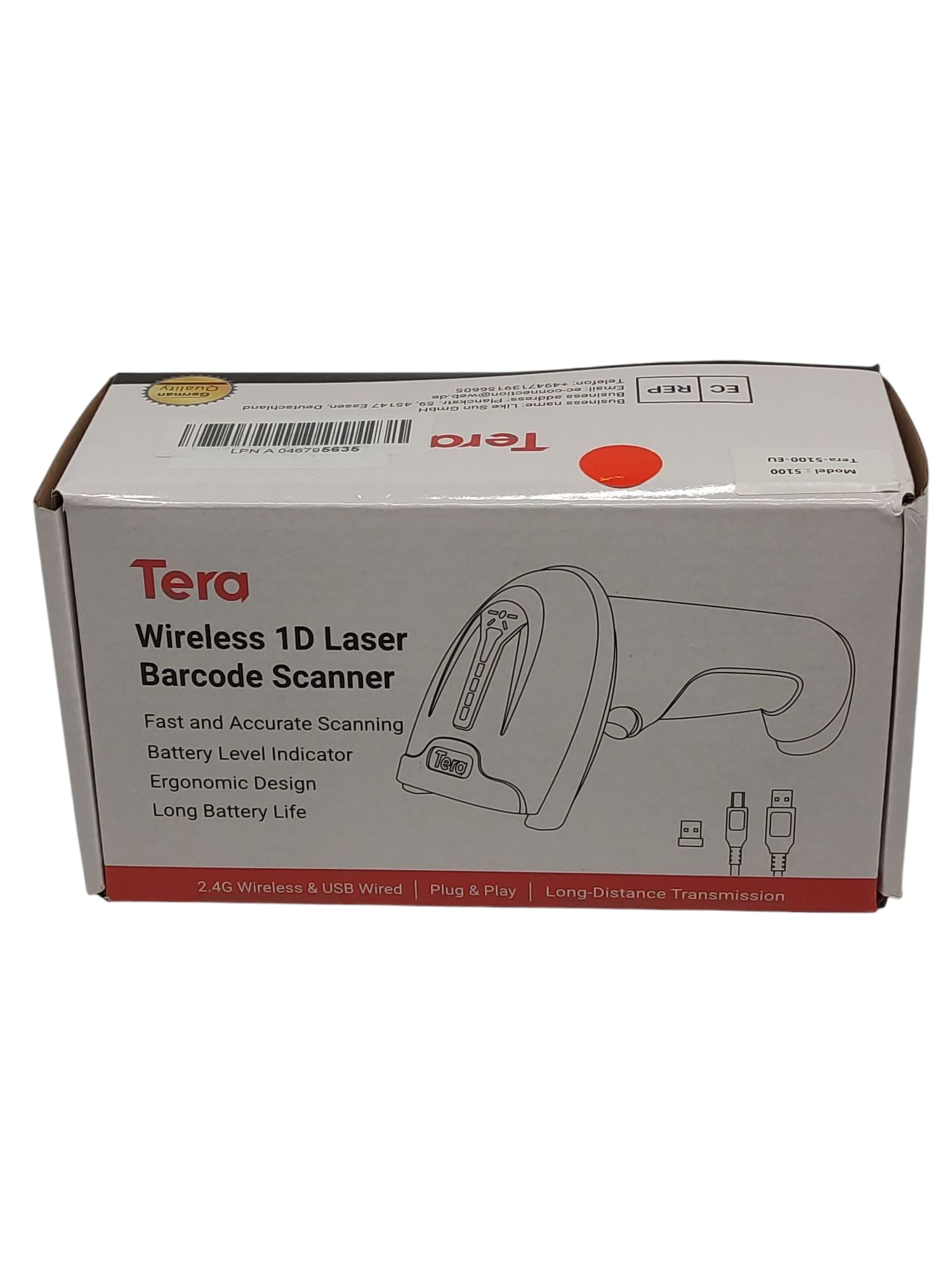 Tera 1D Wireless Barcode Scanner with Battery Level Indicator