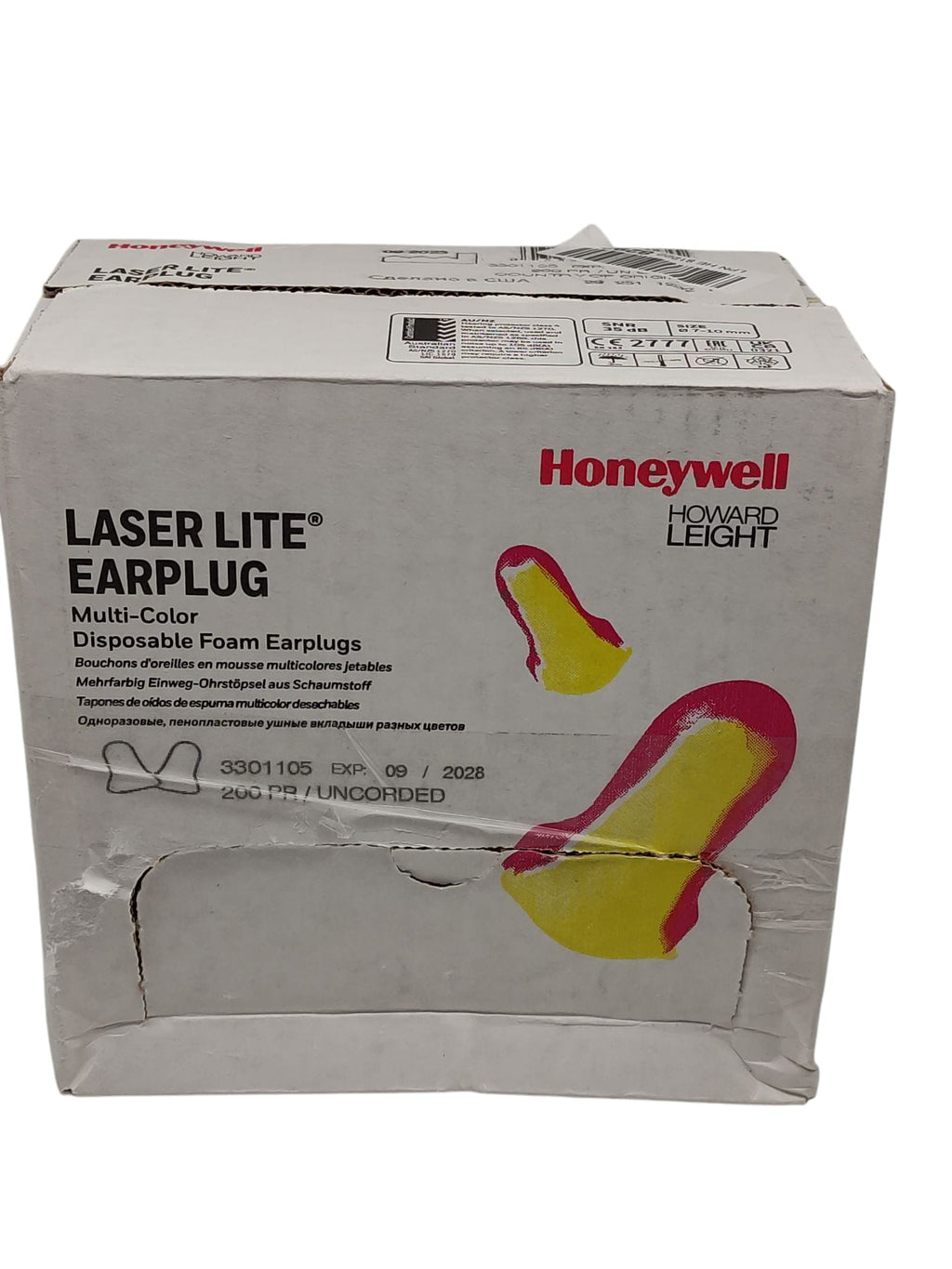 Honeywell  Laser Lite Einweg-Ohrstöpsel  ohne Kabel Gelb/Rosa 200 Pairs