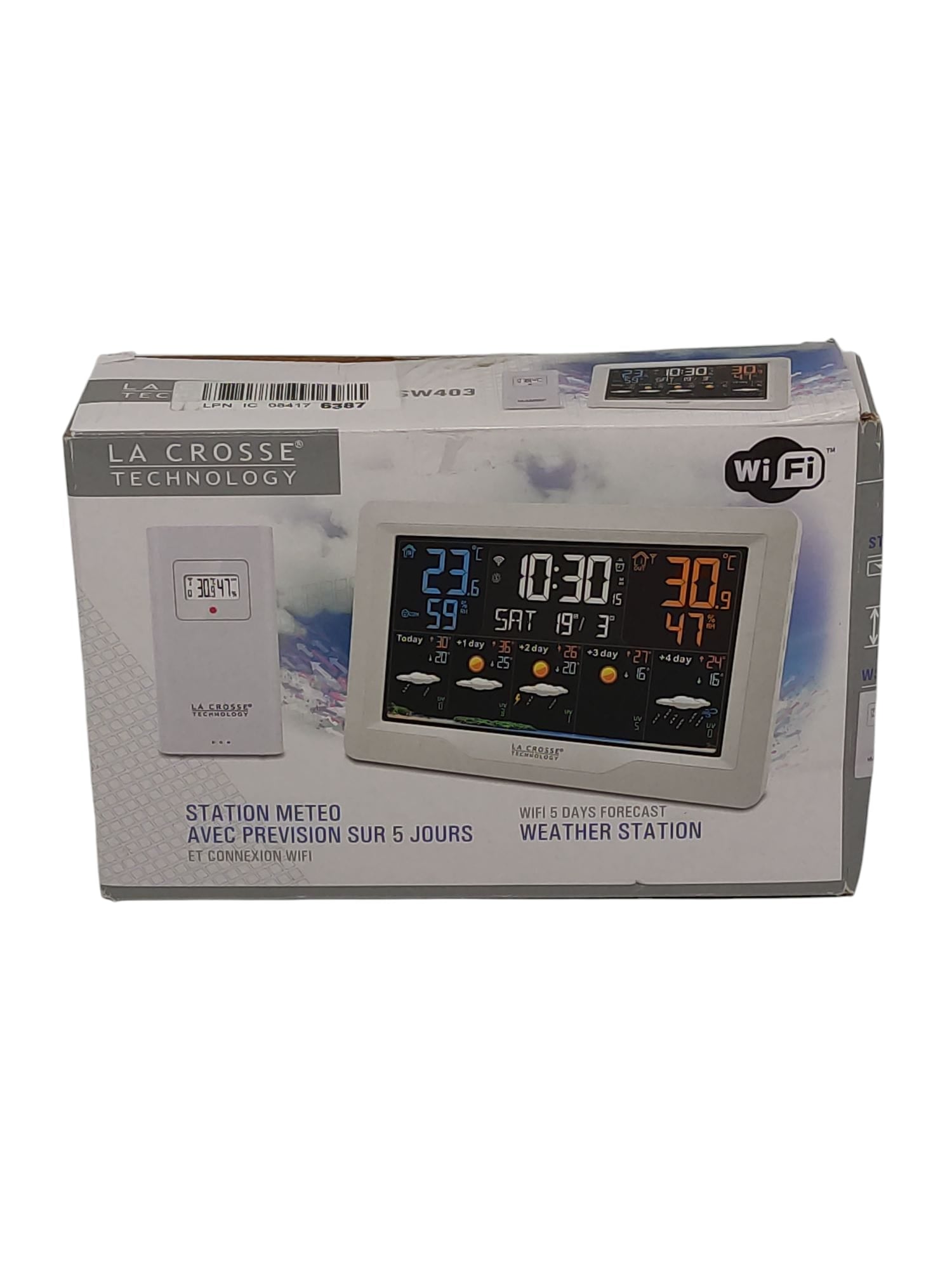 La Crosse Technology SW403 Wetterstation WiFi LCD Farbdisplay Weiß