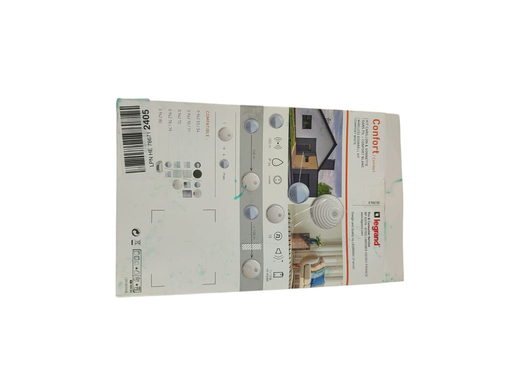 Legrand Comfort Wireless Chime Kit IP44 Bell Push Battery Operated