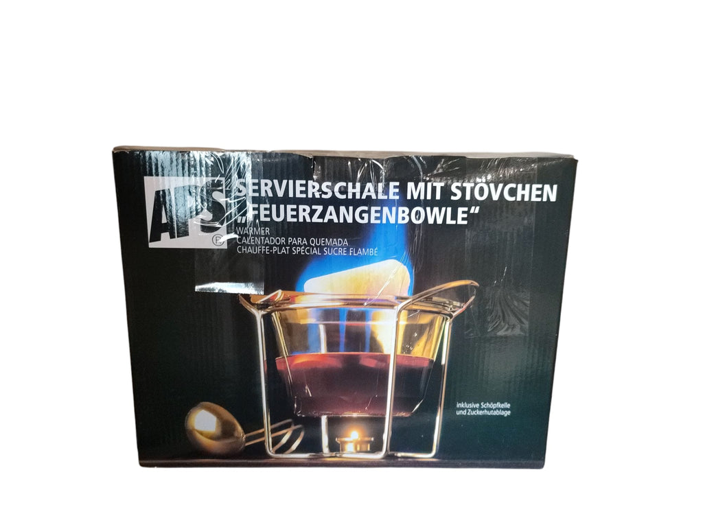 APS Punschzange Set Zuckerzange mit Glasschale und Edelstahldeckel