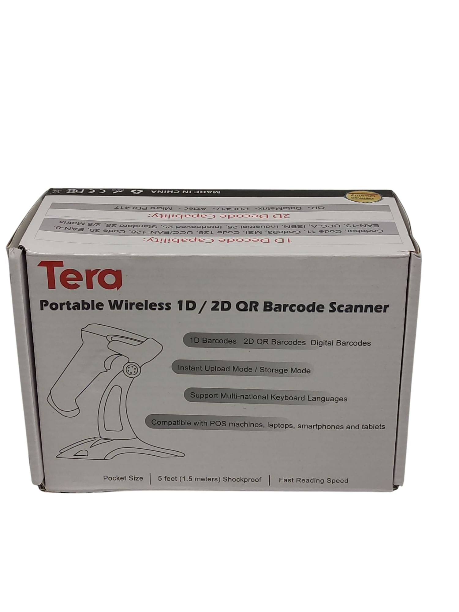 Tera 2D QR Barcode Scanner Wireless 3-in-1 2.4 GHz Stand