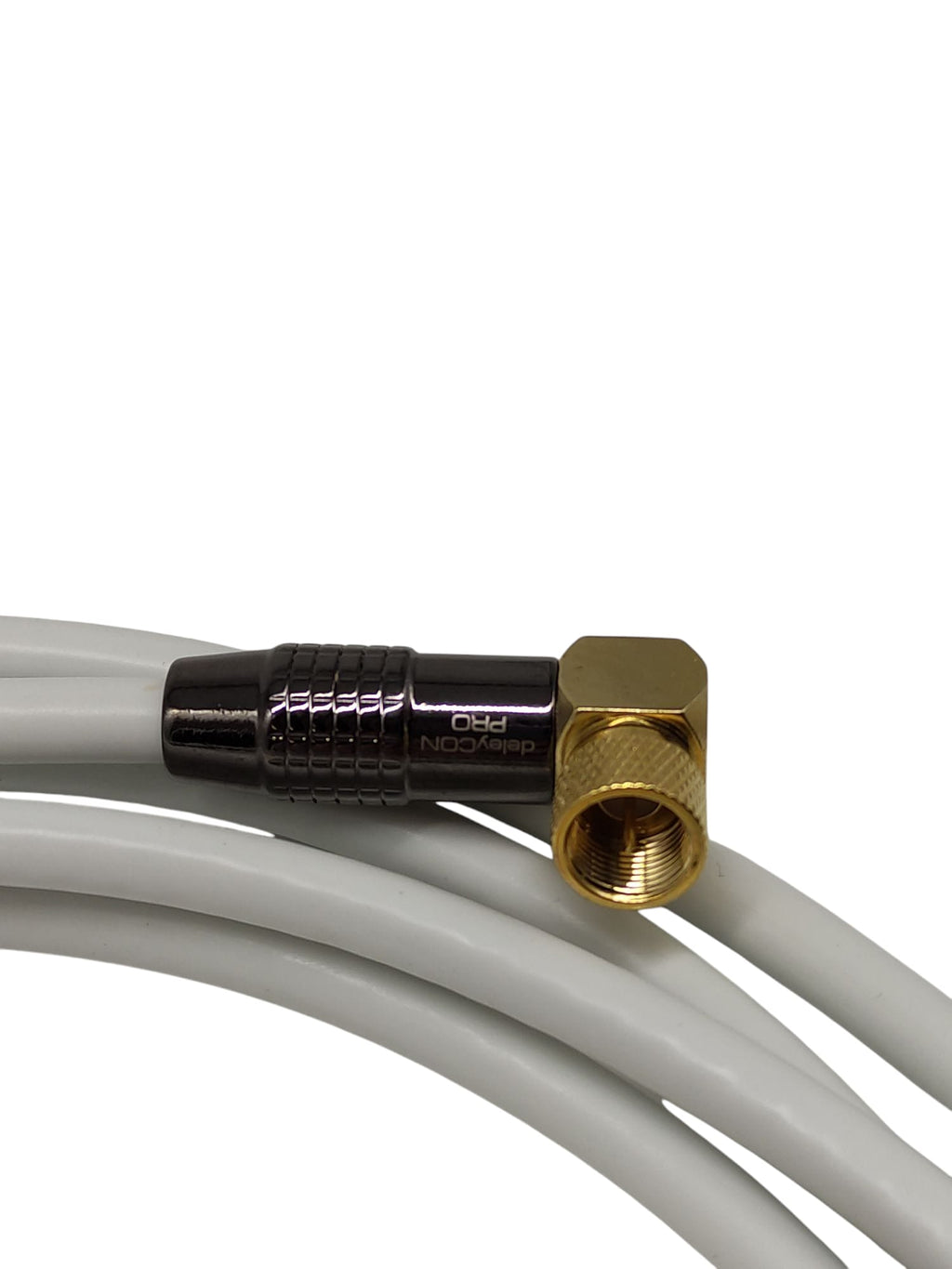 deleyCON Satellitenkabel Koaxialkabel 1x gewinkelt F-Stecker 3m Weiß
