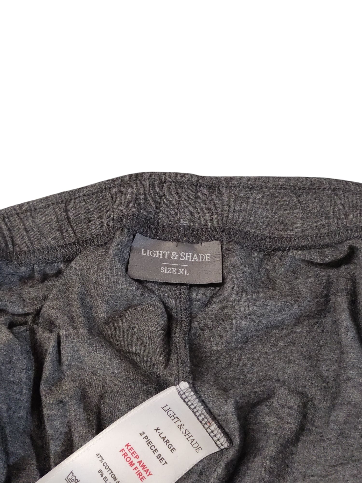 Light & Shade Herren Pyjama-Set Oberteil kurze Hose Holzkohle Mergel XL