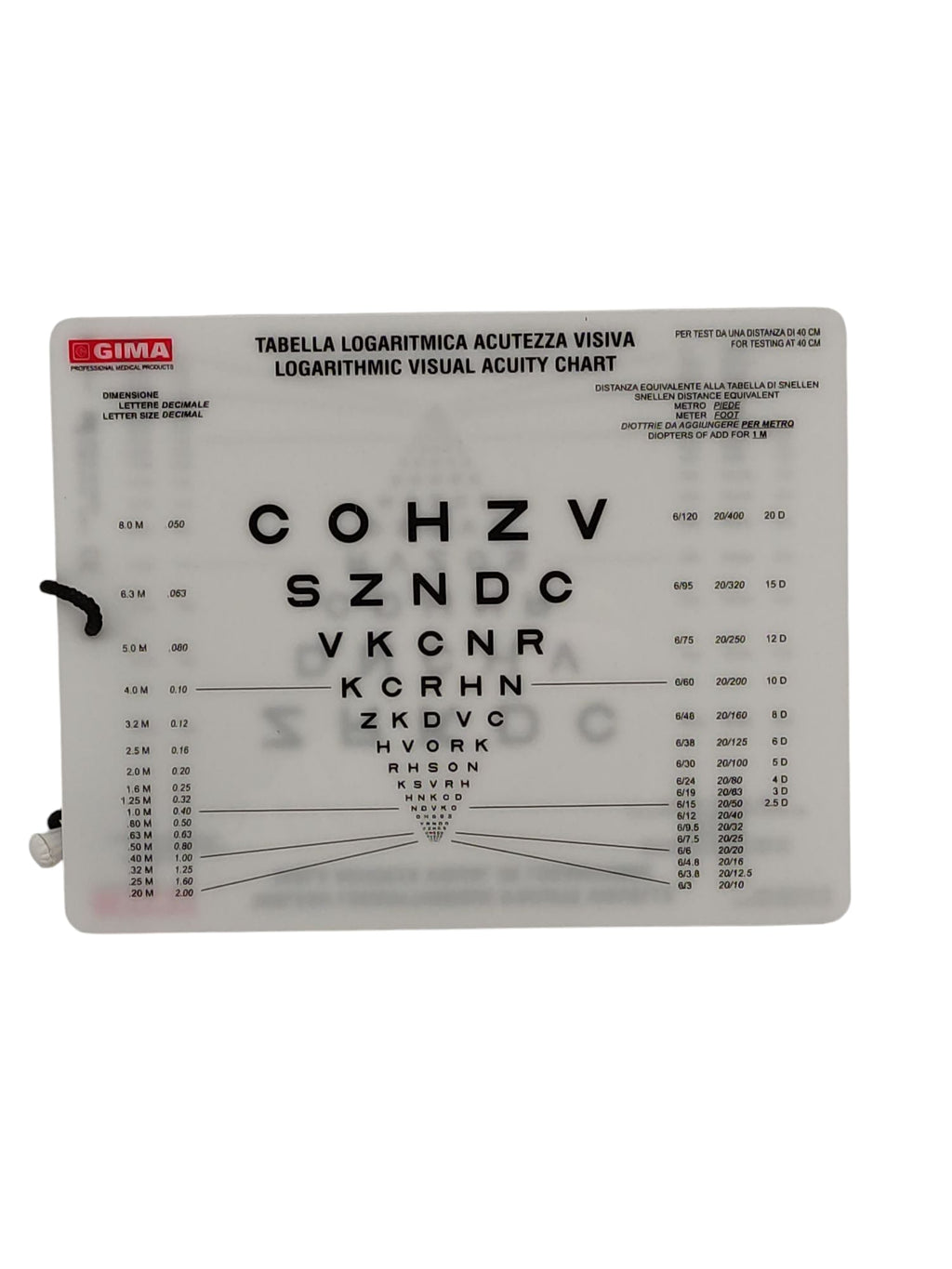 GIMA Sloan Letter Chart Vision Test 18 x 23 cm 40 cm