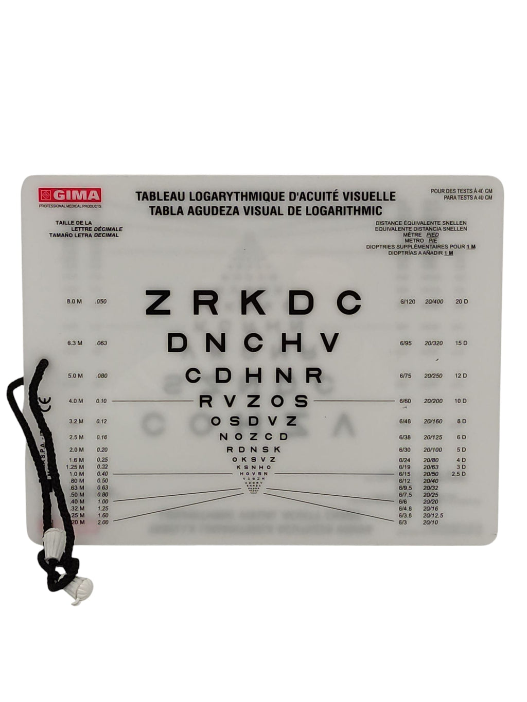 GIMA Sloan Letter Chart Vision Test 18 x 23 cm 40 cm