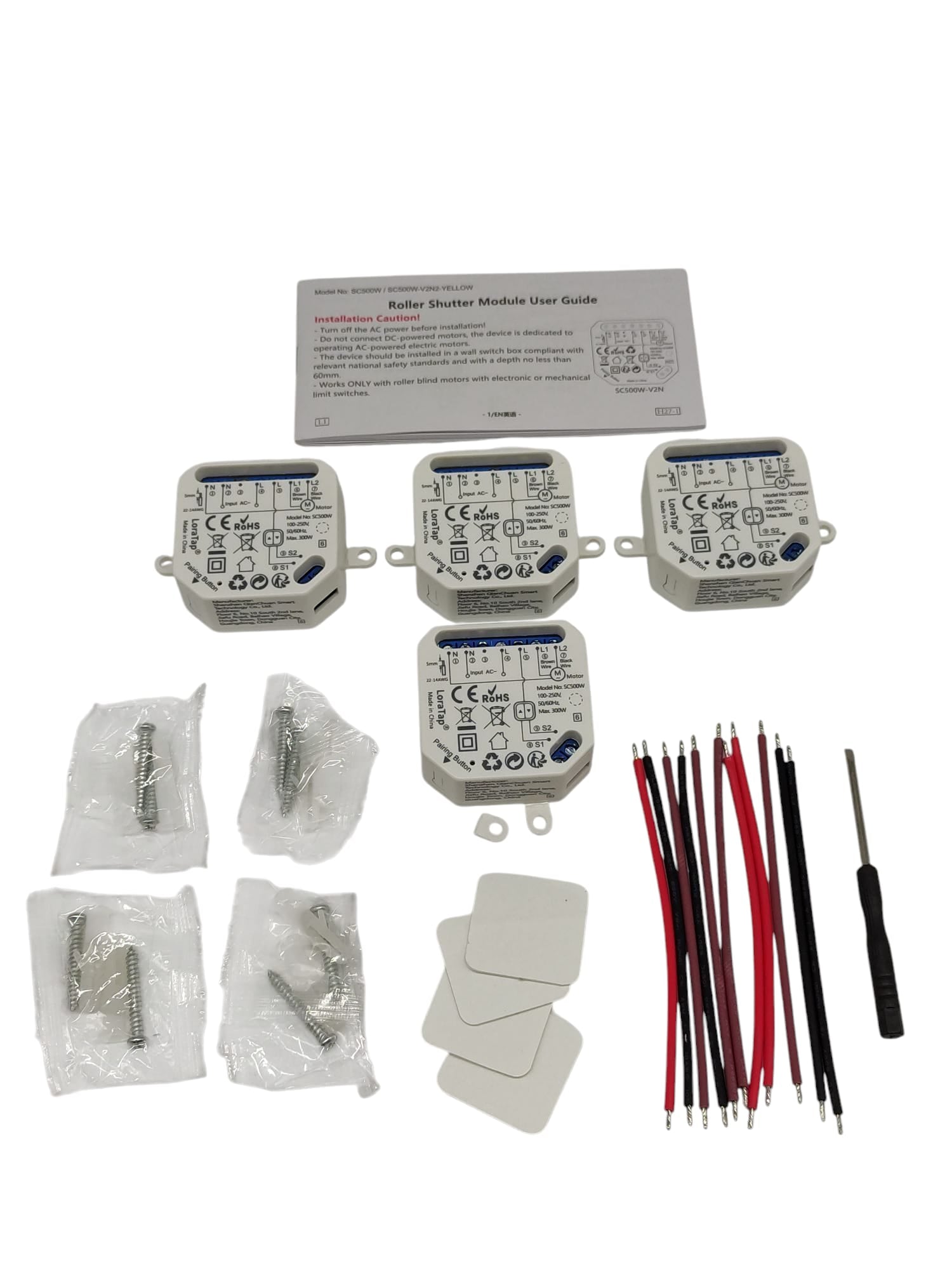 LoraTap 4er Set Jalousieschalter WLAN Vorhangschalter Smart Home Schalter