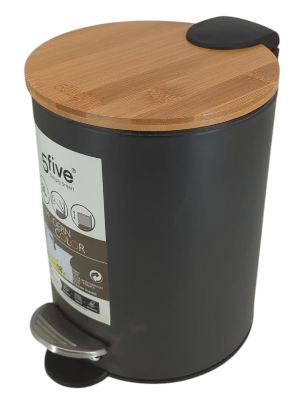 5five Modern Color Mülleimer Treteimer Soft Close 3 L Kohlegrau
