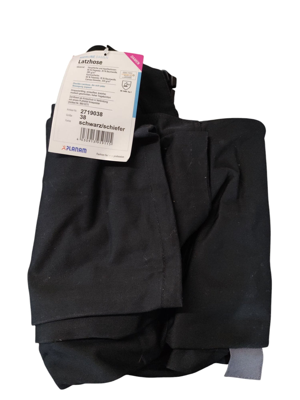 Planam Highline Latzhose Damen Schwarz Schiefer Zink Größe 38
