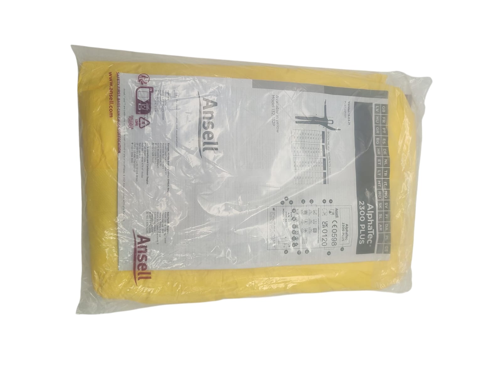 Ansell Y23T132 Schutzanzug Einweganzug Unisex 1er Pack Gr. L Gelb