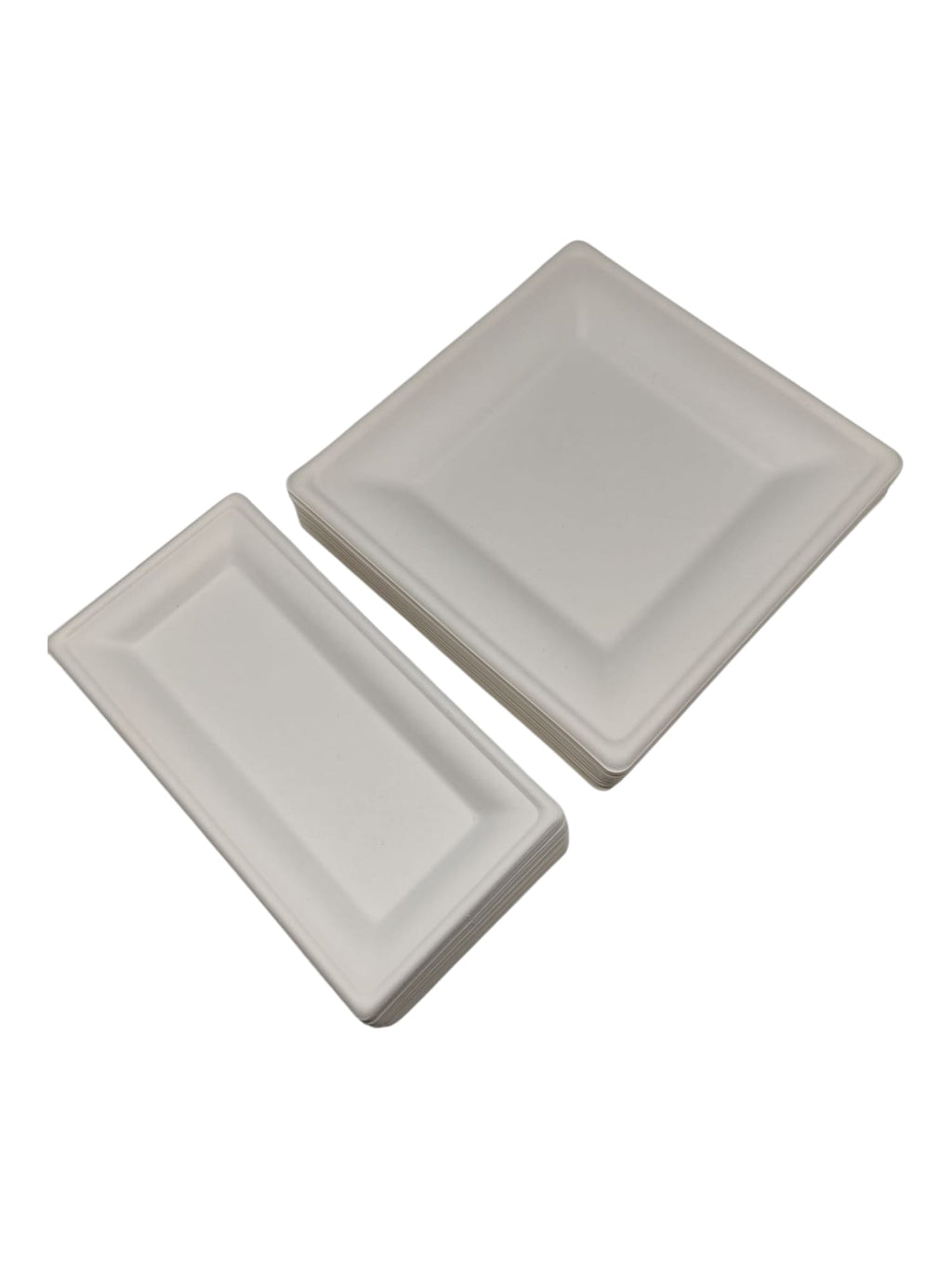 GREENBOX Bagasse Einweggeschirr Weiß 50 Stück 26x26 cm 26x13 cm