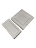 GREENBOX Bagasse Einweggeschirr Weiß 50 Stück 26x26 cm 26x13 cm