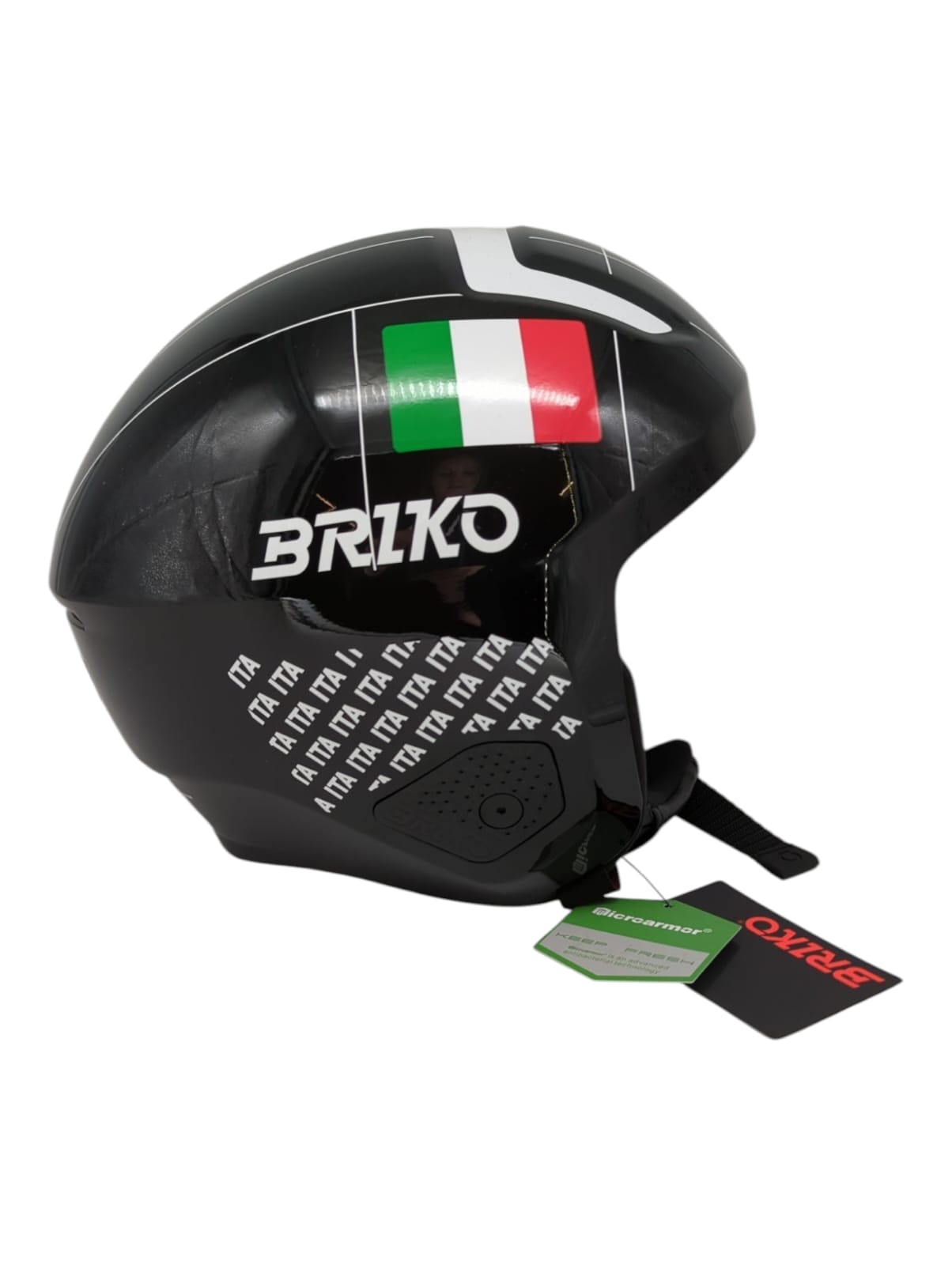 Briko Helm Unisex Erwachsene Schwarz Weiß Glänzend S 53–54 cm