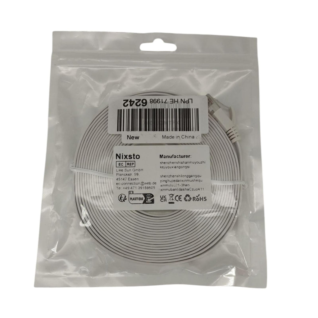 -cheap-Nixsto Ethernet Cable 5m, Cat 6 LAN Cable 5 Meter High Speed, Network Cable, Flat with RJ45 Connector for Router Modem, Upwards Compatible with Patch Cables