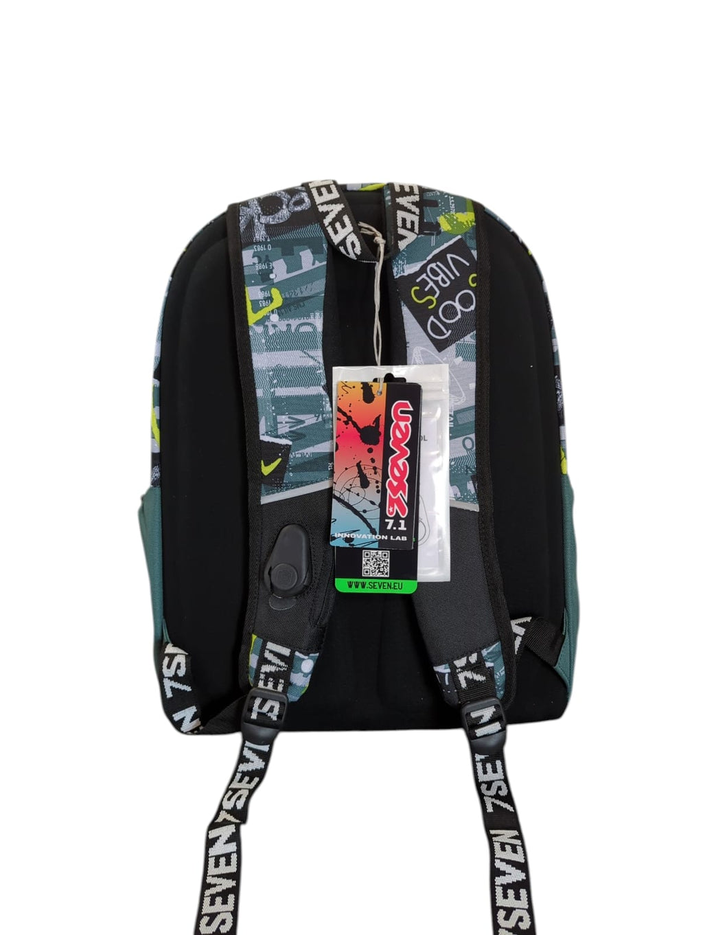 SEVEN Advanced Urban Rock Backpack Blue Denim Double Compartment
